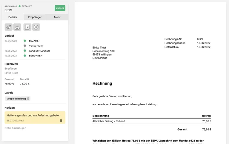 Rechnungsstatus