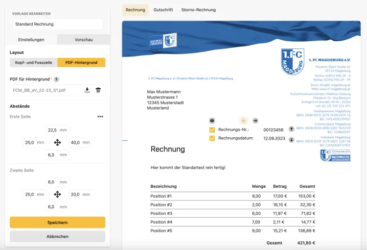 Rechnungsvorlagen
