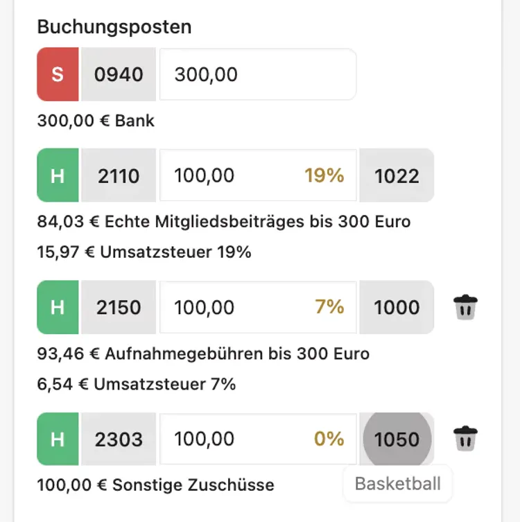 Split-Buchungen